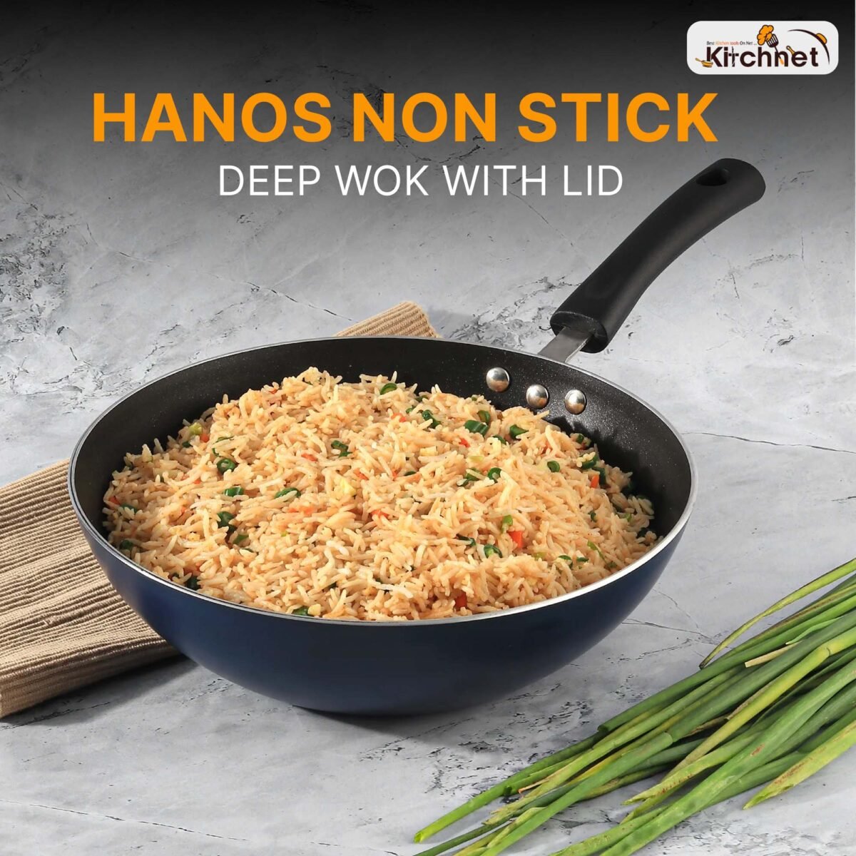 HANOS NON STICK DEEP WOK WITH LID