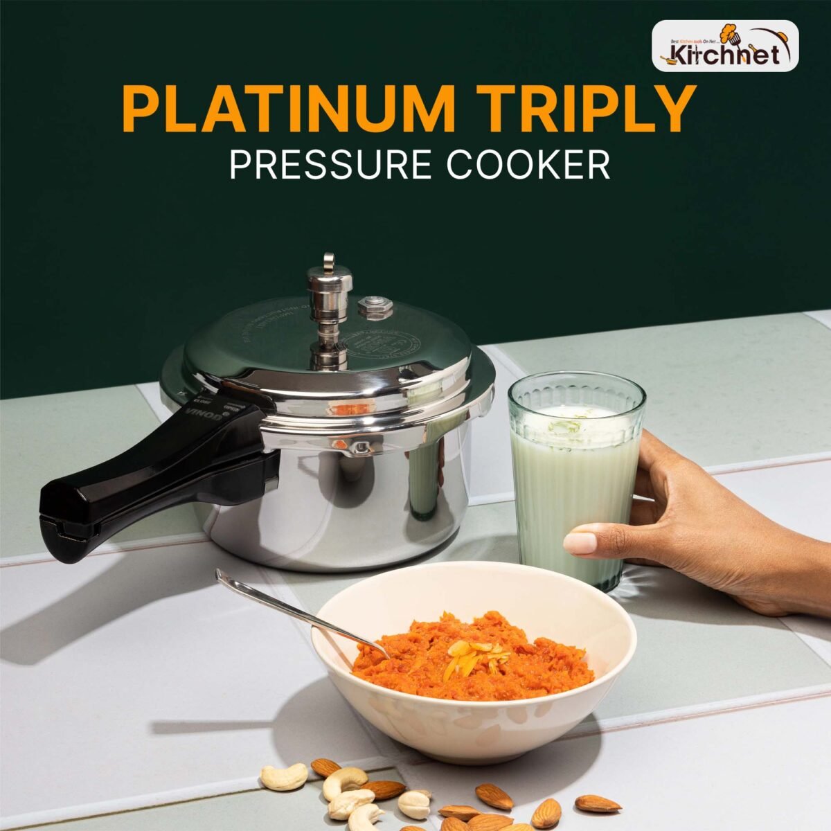 PLATINUM TRIPLY PRESSURE COOKER (INNER & OUTER LID)