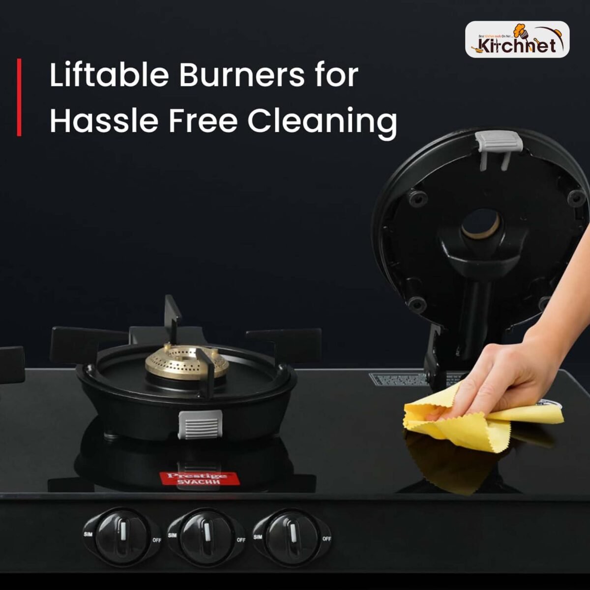 SVACHH GLASS TOP GAS STOVE (BLACK)