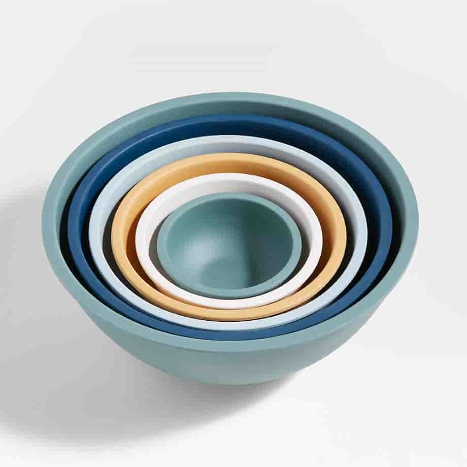kitchnet White Rimmed Mixing and Serving Bowls Set of 6