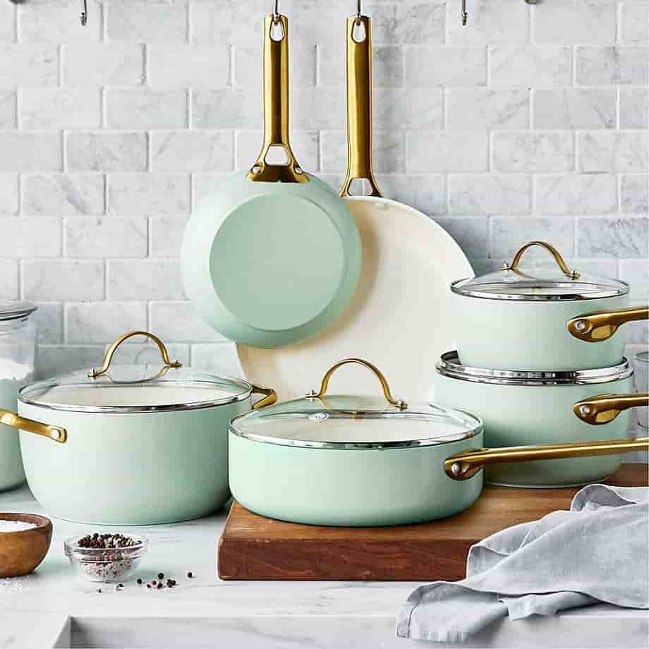 kitchnet Home 7-Piece Silt Green Non-Stick Ceramic Cookware
