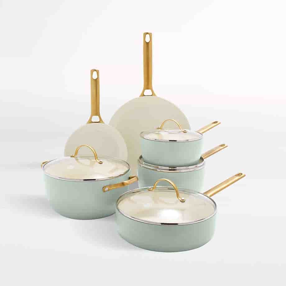 kitchnet Home 7-Piece Silt Green Non-Stick Ceramic Cookware