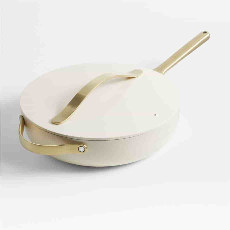 kitchnet Home Cream Super Non-Stick Ceramic Saute Pan