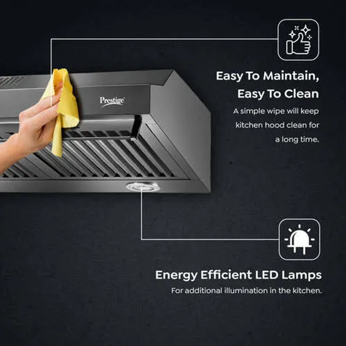 PRESTIGE KITCHEN HOOD SLIMLINE DUCTLESS CHIMNEY