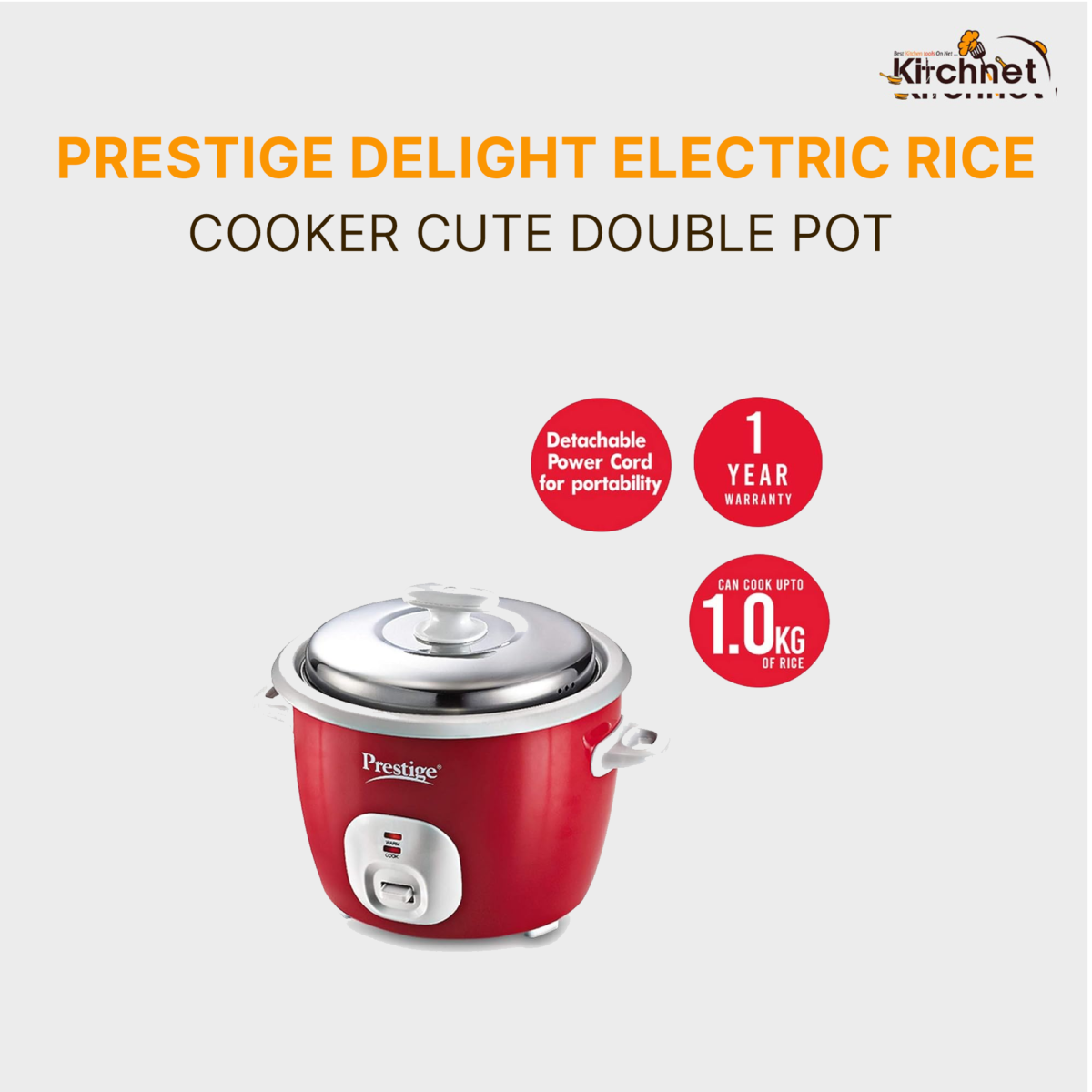 PRESTIGE DELIGHT ELECTRIC RICE COOKER CUTE DOUBLE POT