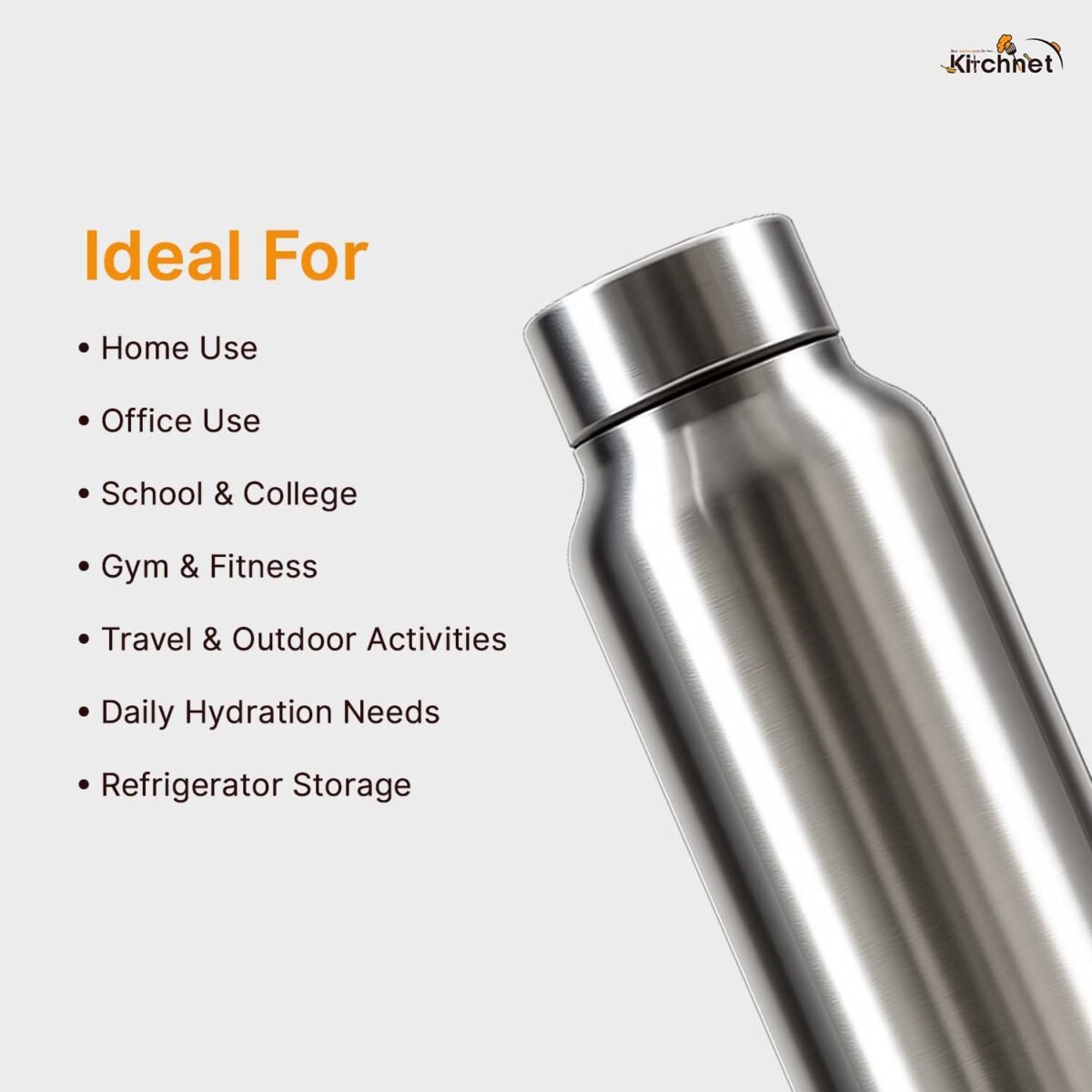 AIRAN STAINLESS STEEL 1000ML FRIDGE WATER BOTTLE
