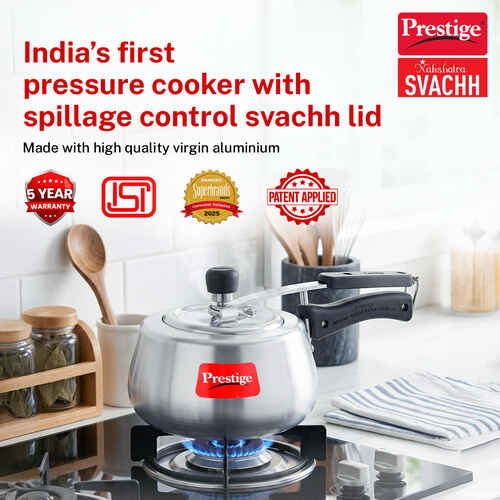 Prestige Nakshatra Cute Svachh Aluminium Gas and Induction Compatible Pressure Cooker, 2 L (Silver)