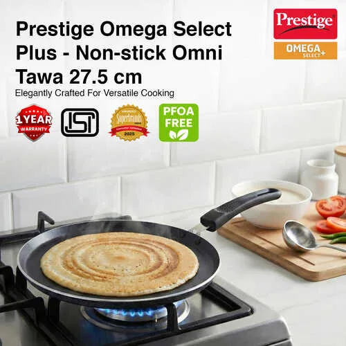 Prestige Omega Select Plus Non-stick Omni Tawa, 27.5 cm (Black)