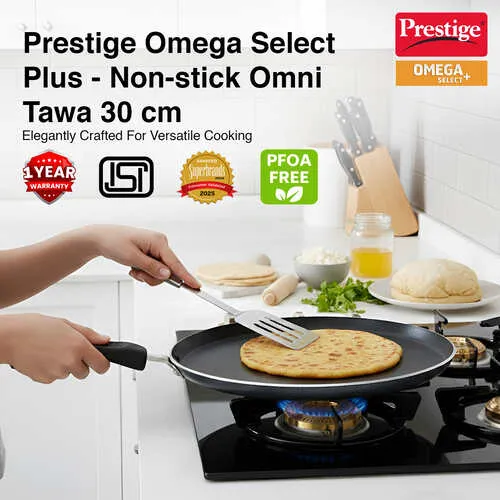 Prestige Omega Select Plus Non-stick Omni Tawa, 30 cm (Black)
