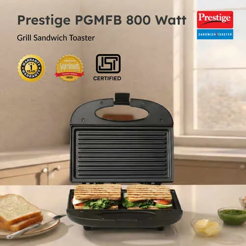 Prestige Sandwich Maker with fixed Grill Plate, PGMFB