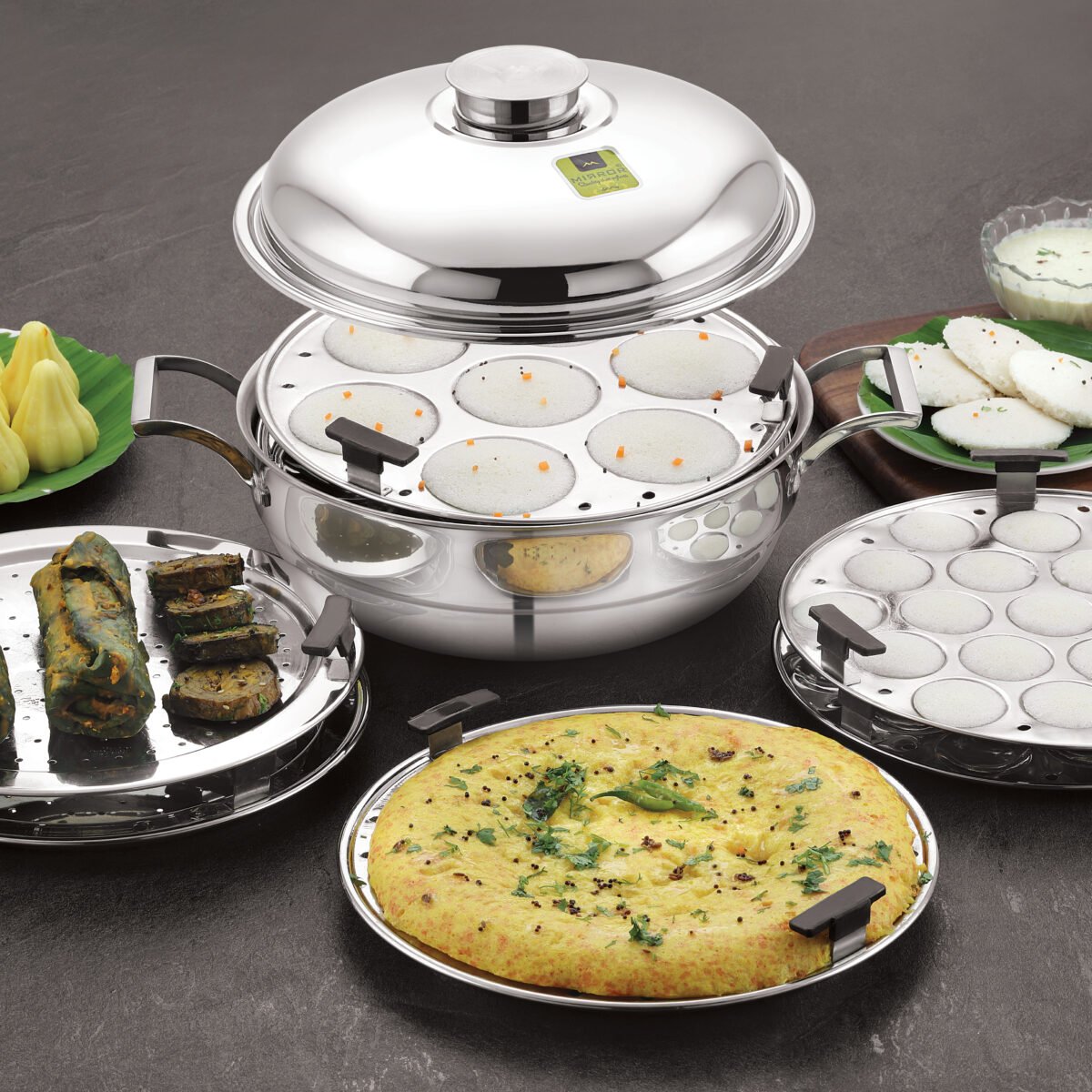 Mirror Stainless Steel Tri-Ply Multi Kadhai Set